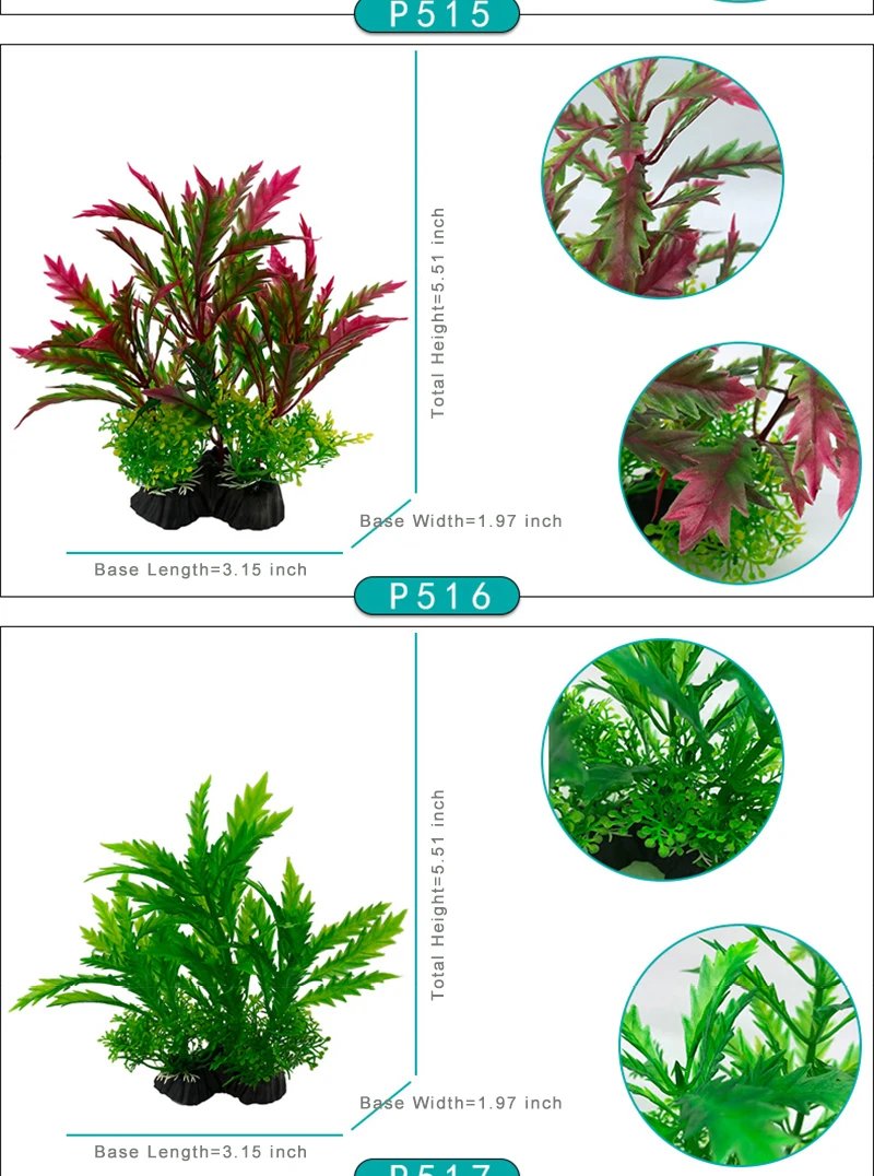 Ornement de plante précieuse d'aquarium, décor Él, plantes de simulation d'eau, bol de poisson en plastique, décoration de mauvaises herbes, 5.5 po