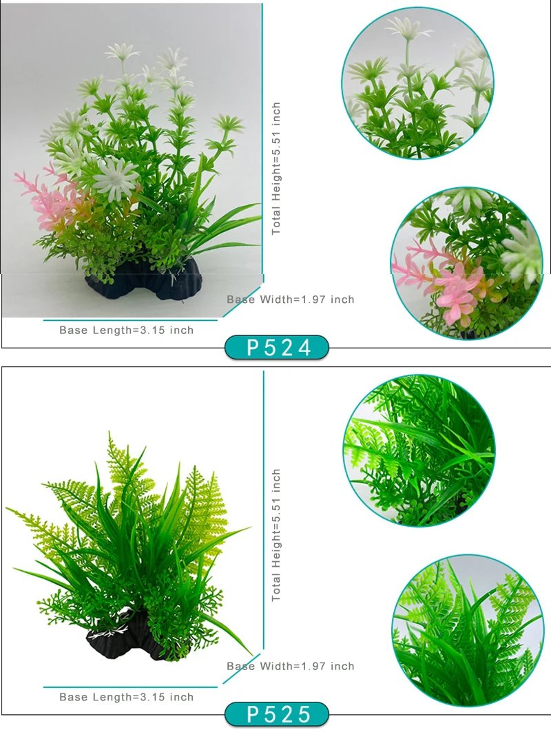 Ornement de plante précieuse d'aquarium, décor Él, plantes de simulation d'eau, bol de poisson en plastique, décoration de mauvaises herbes, 5.5 po
