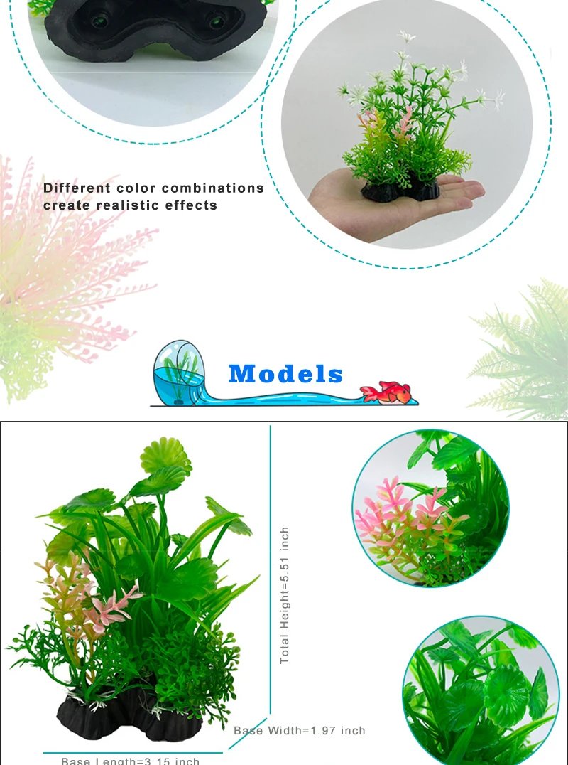 Ornement de plante précieuse d'aquarium, décor Él, plantes de simulation d'eau, bol de poisson en plastique, décoration de mauvaises herbes, 5.5 po