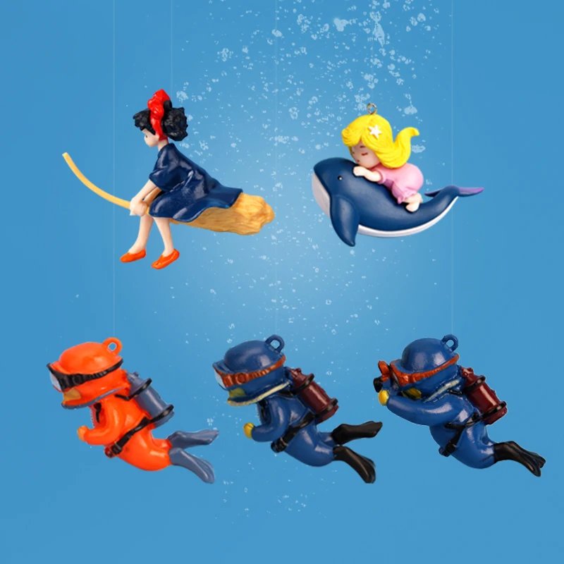 Décor d'Aquarium de Poissons de Dessin Animé, Mini Plongeur, Simulation de Sirène Flottante, Décoration Précieuse, Pendentif Kiki, Accessoires