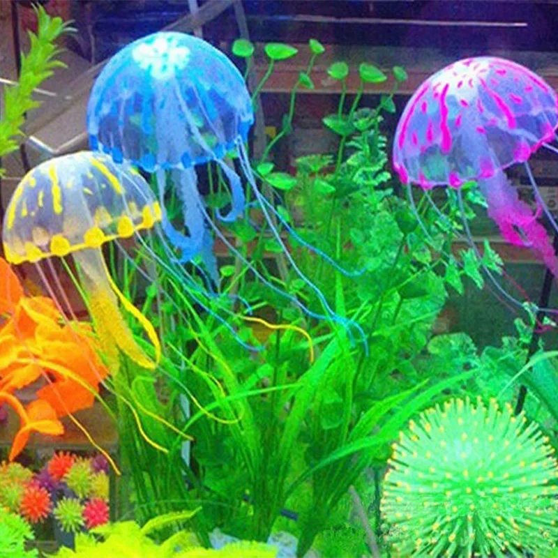 Aquarium lumineux artificiel en Silicone, faux poisson-lion flottant dans la nuit, ornement décoratif pour la maison