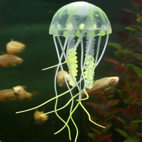 Aquarium lumineux artificiel en Silicone, faux poisson-lion flottant dans la nuit, ornement décoratif pour la maison