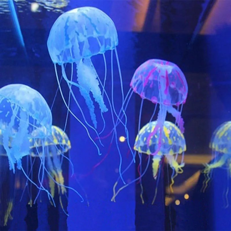 Aquarium lumineux artificiel en Silicone, faux poisson-lion flottant dans la nuit, ornement décoratif pour la maison