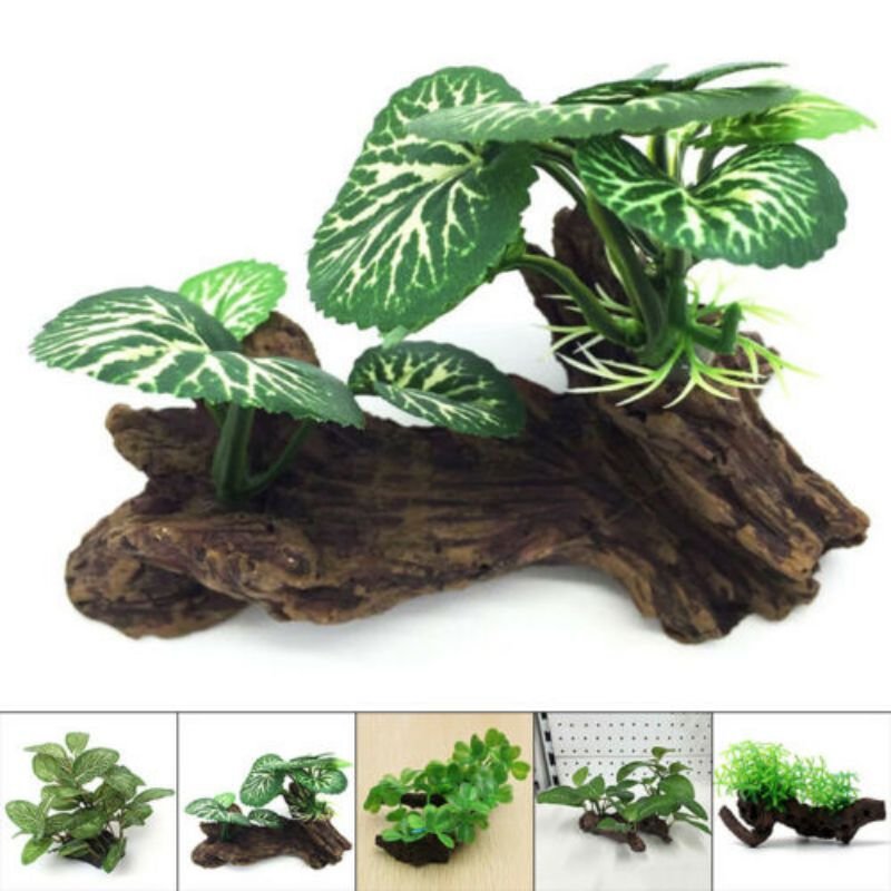 Tronc d'arbre de tortue artificielle en plastique, bois flotté, aquarium, poisson précieux, reptile, intervalles, racines exécutives, plante, ornement de décoration en bois