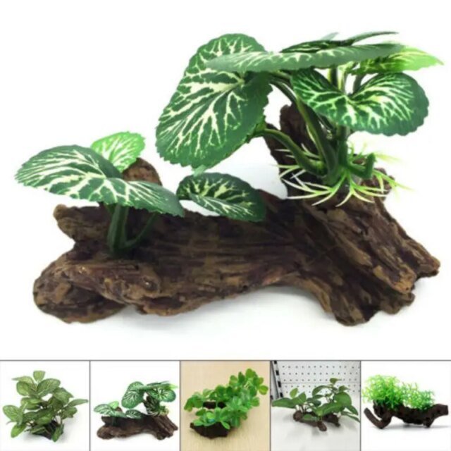 Tronc d'arbre de tortue artificielle en plastique | ornement de décoration en bois