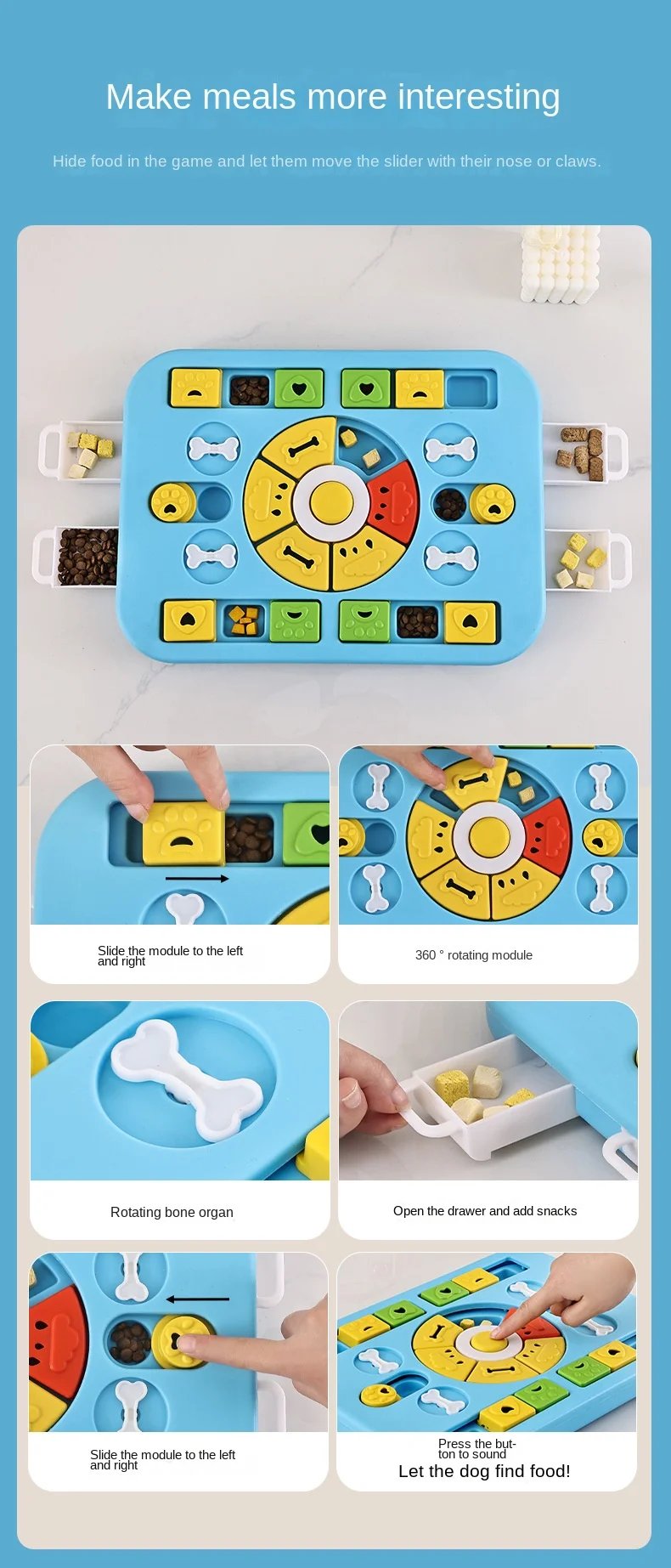 Jouet puzzle pour animaux de compagnie avec bol audible, mangeoire pour chien et chat, bol pour nourriture lente, fournitures pour animaux de compagnie, nouveau Jouet puzzle pour animaux de compagnie avec bol audible, mangeoire pour chien et chat, bol pour nourriture lente, fournitures pour animaux de compagnie, nouveau