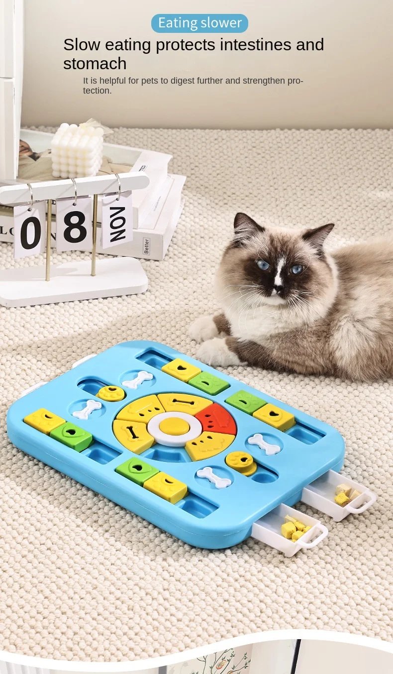 Jouet puzzle pour animaux de compagnie avec bol audible, mangeoire pour chien et chat, bol pour nourriture lente, fournitures pour animaux de compagnie, nouveau