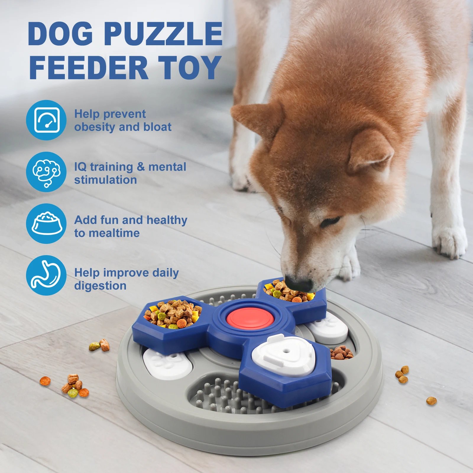 Jouet puzzle à 2 couches pour chien, distributeur de nourriture lent, augmentation interactive du QI du chiot, anti-étouffement, ustensiles cassins, assiettes à lécher pour chien Jouet puzzle à 2 couches pour chien, distributeur de nourriture lent, augmentation interactive du QI du chiot, anti-étouffement, ustensiles cassins, assiettes à lécher pour chien