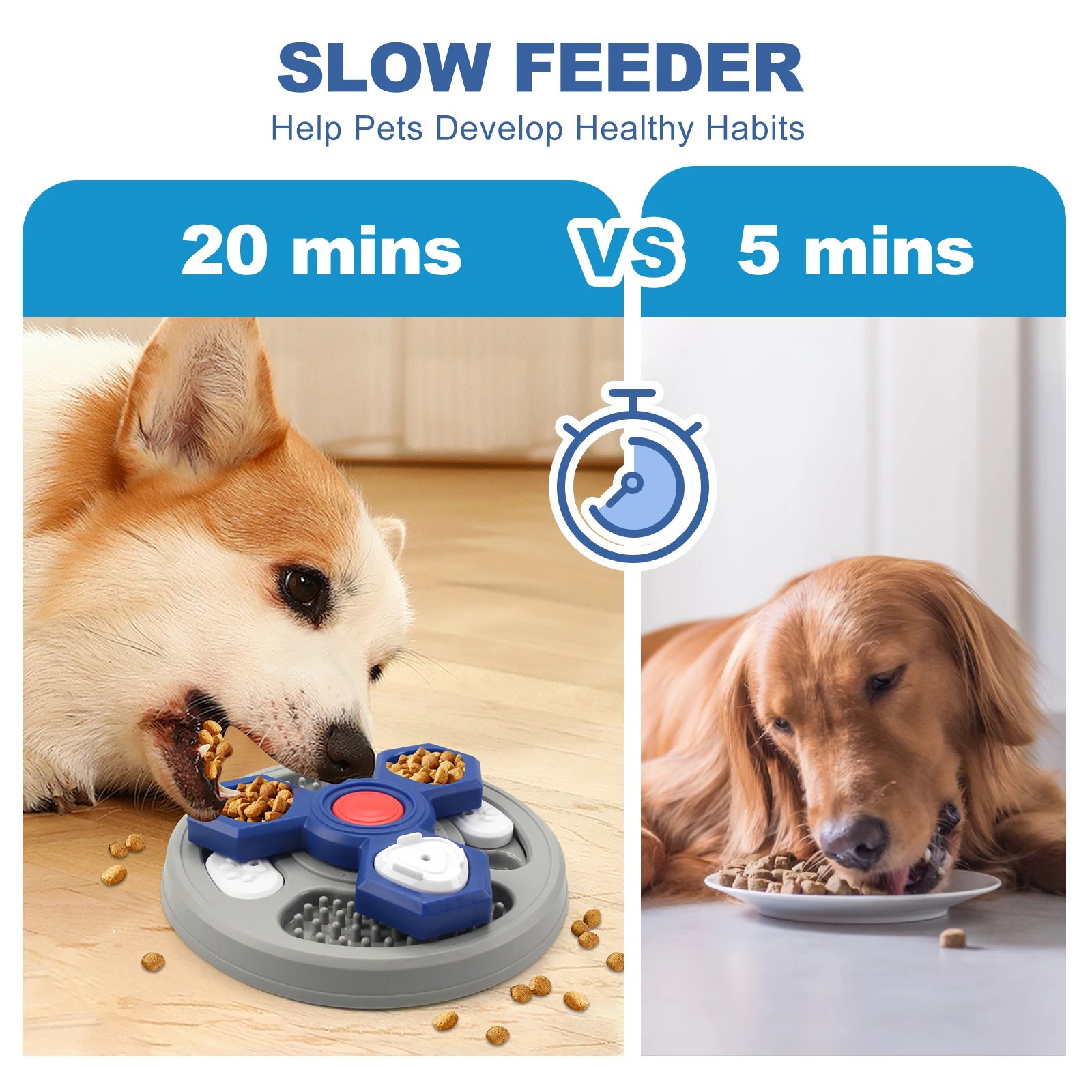 Jouet puzzle à 2 couches pour chien, distributeur de nourriture lent, augmentation interactive du QI du chiot, anti-étouffement, ustensiles cassins, assiettes à lécher pour chien Jouet puzzle à 2 couches pour chien, distributeur de nourriture lent, augmentation interactive du QI du chiot, anti-étouffement, ustensiles cassins, assiettes à lécher pour chien