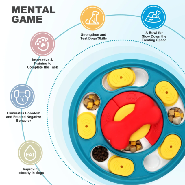 Jouet puzzle coule pour chien | mangeoire lente | augmentation du QI du chien | distributeur de nourriture, anti-étouffement, assiette à lécher pour chien | fournitures pour animaux de compagnie – Image 3