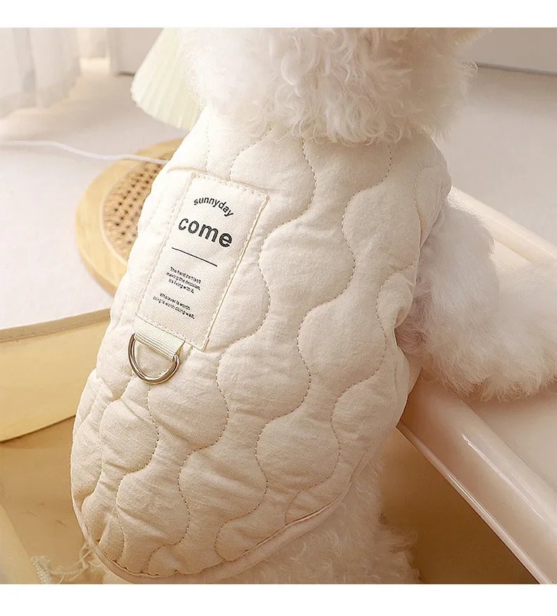 Veste en coton avec anneau en D pour chien, manteau en émail chaud, vêtements pour chiots, costume pour animaux de compagnie, petits et moyens chiens, hiver