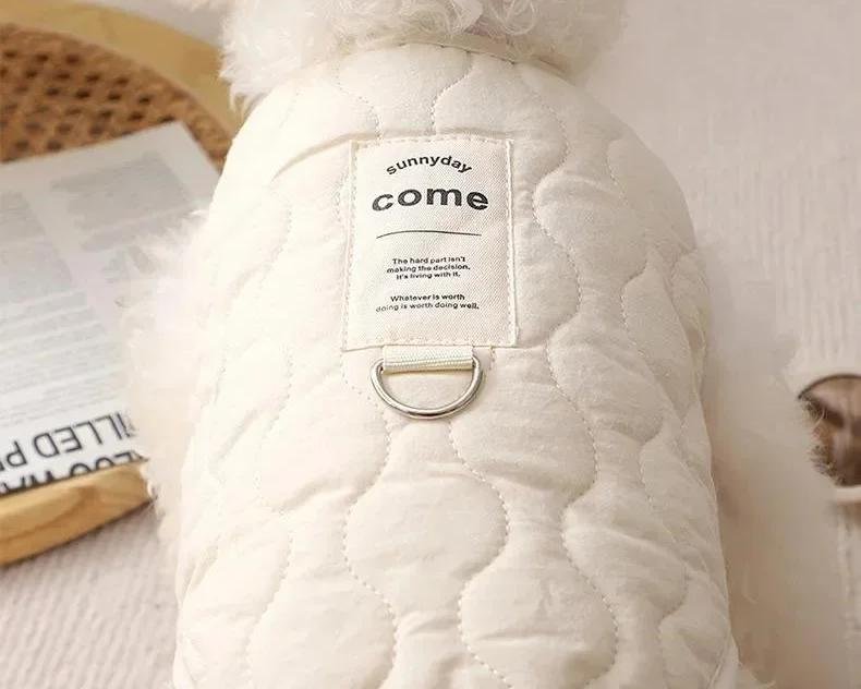 Veste en coton avec anneau en D pour chien, manteau en émail chaud, vêtements pour chiots, costume pour animaux de compagnie, petits et moyens chiens, hiver