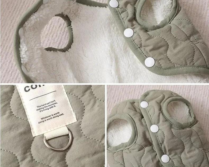 Veste en coton avec anneau en D pour chien, manteau en émail chaud, vêtements pour chiots, costume pour animaux de compagnie, petits et moyens chiens, hiver