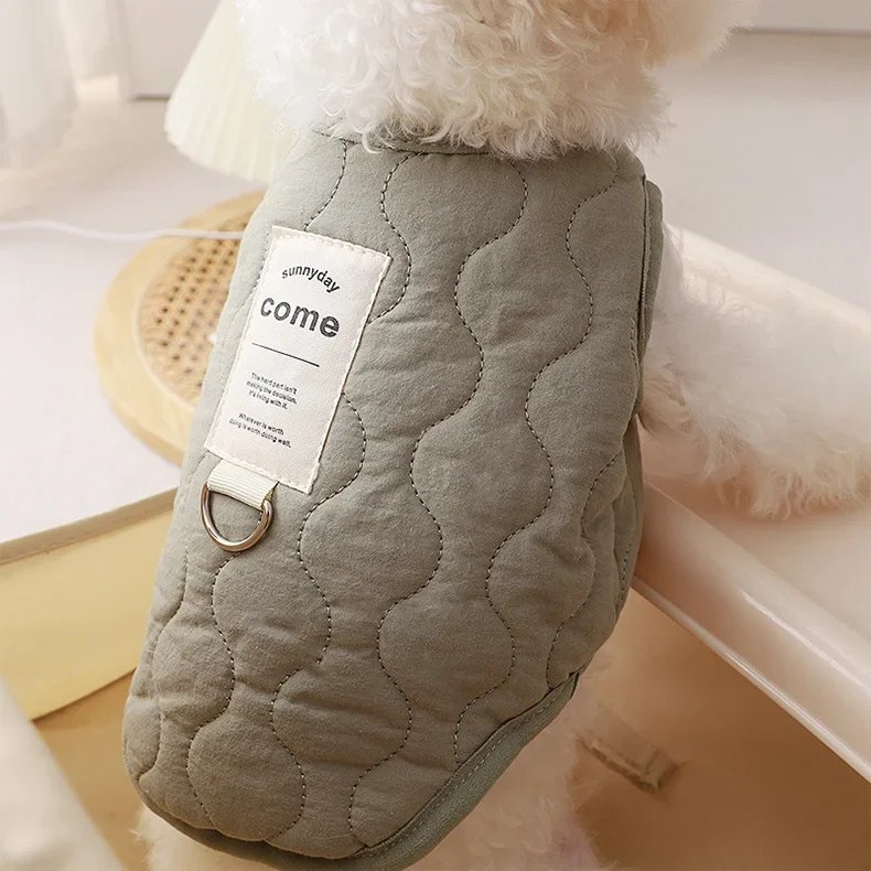 Veste en coton avec anneau en D pour chien, manteau en émail chaud, vêtements pour chiots, costume pour animaux de compagnie, petits et moyens chiens, hiver