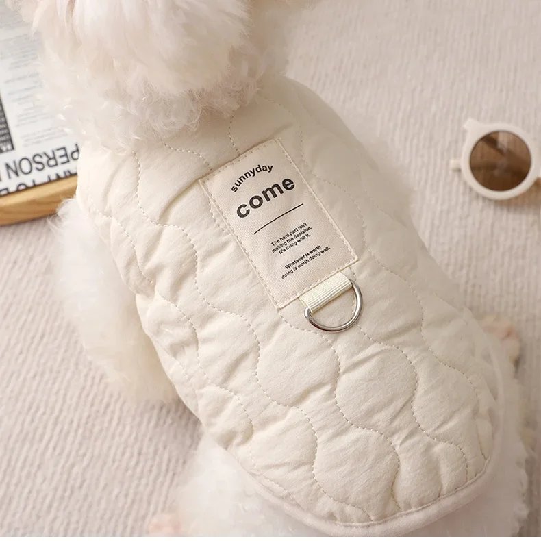 Veste en coton avec anneau en D pour chien, manteau en émail chaud, vêtements pour chiots, costume pour animaux de compagnie, petits et moyens chiens, hiver