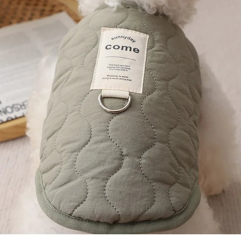 Veste en coton avec anneau en D pour chien, manteau en émail chaud, vêtements pour chiots, costume pour animaux de compagnie, petits et moyens chiens, hiver