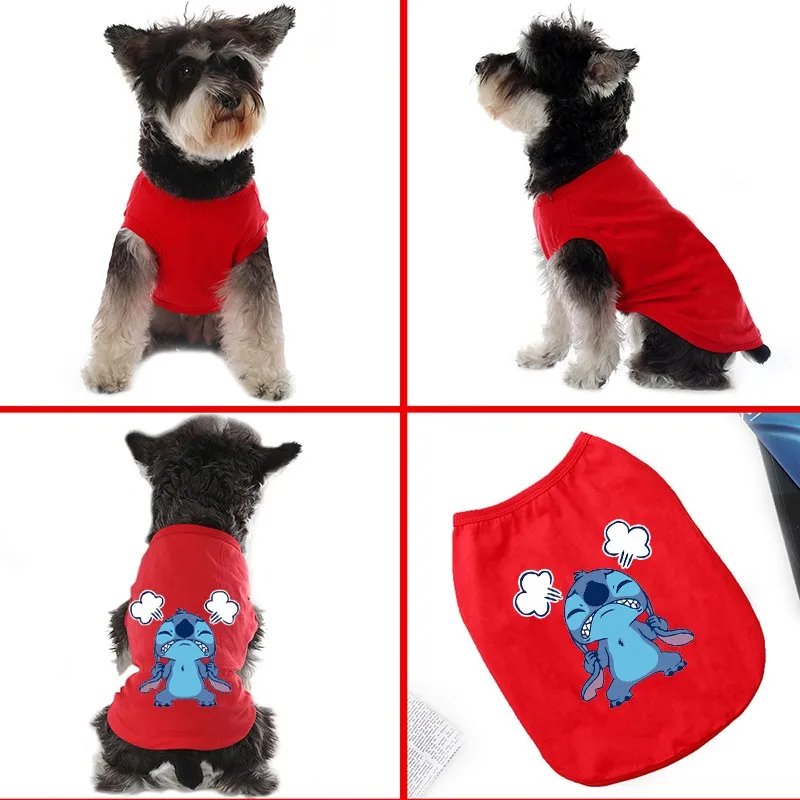 Vêtements en coton pour animaux de compagnie Disney Stitch, costume Chihuahua, vêtements d'été pour chiens, chiots, petits et moyens chiens, bouledogue français, mince