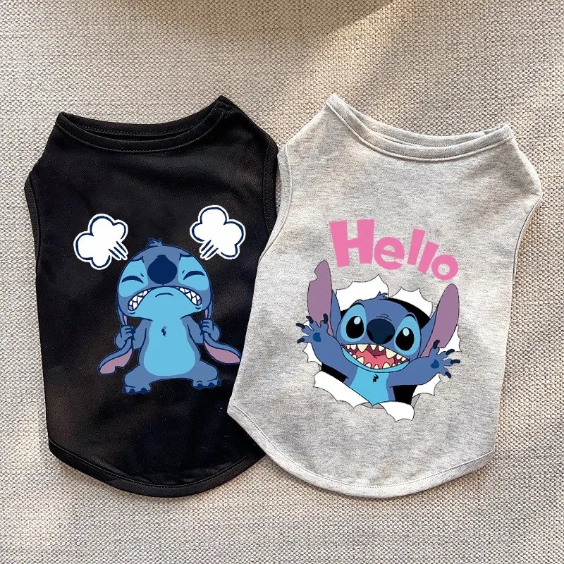 Vêtements en coton pour animaux de compagnie Disney Stitch, costume Chihuahua, vêtements d'été pour chiens, chiots, petits et moyens chiens, bouledogue français, mince