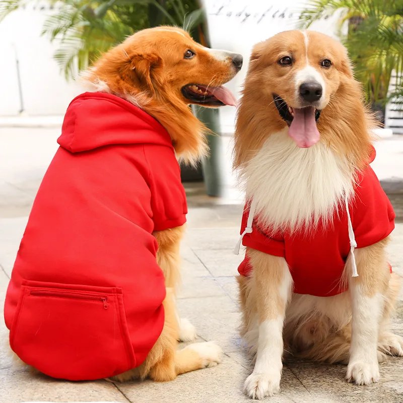 Sweats à capuche pour grands chiens, sweat-shirt Smile Golden Retriever avec chapeau et poche zippée, vêtements pour animaux de compagnie, printemps et automne