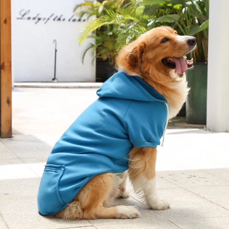 Sweats à capuche pour grands chiens, sweat-shirt Smile Golden Retriever avec chapeau et poche zippée, vêtements pour animaux de compagnie, printemps et automne