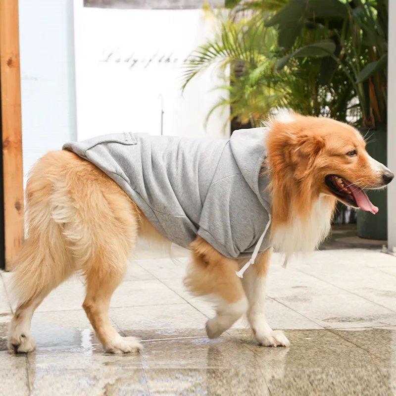 Sweats à capuche pour grands chiens, sweat-shirt Smile Golden Retriever avec chapeau et poche zippée, vêtements pour animaux de compagnie, printemps et automne
