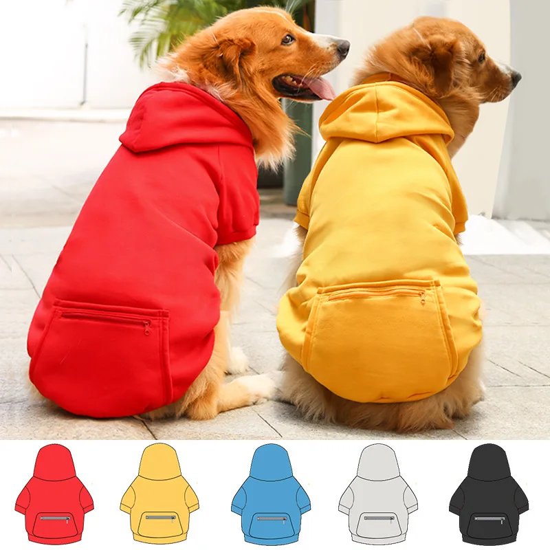 Sweats à capuche pour grands chiens, sweat-shirt Smile Golden Retriever avec chapeau et poche zippée, vêtements pour animaux de compagnie, printemps et automne