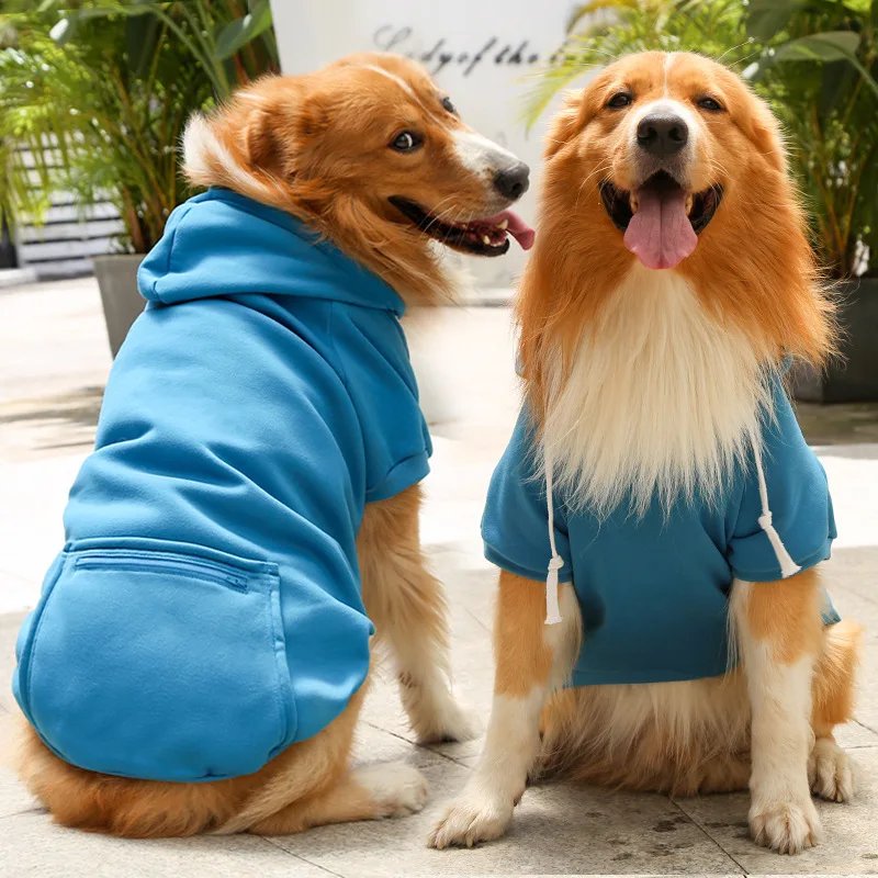 Sweats à capuche pour grands chiens, sweat-shirt Smile Golden Retriever avec chapeau et poche zippée, vêtements pour animaux de compagnie, printemps et automne