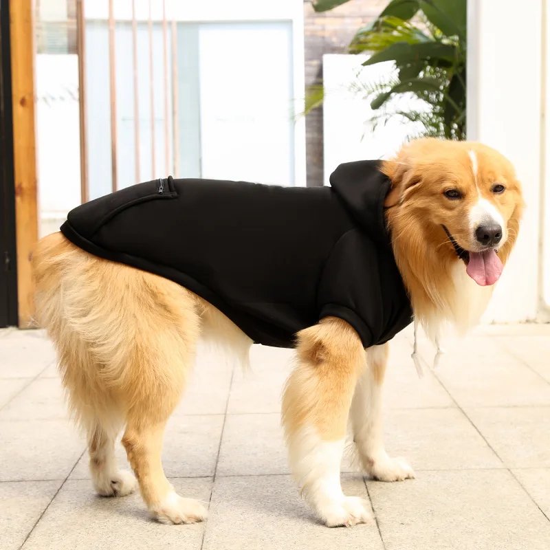 Sweats à capuche pour grands chiens, sweat-shirt Smile Golden Retriever avec chapeau et poche zippée, vêtements pour animaux de compagnie, printemps et automne