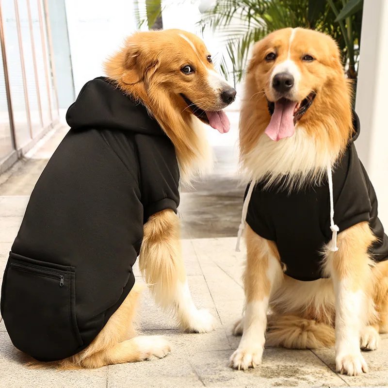 Sweats à capuche pour grands chiens, sweat-shirt Smile Golden Retriever avec chapeau et poche zippée, vêtements pour animaux de compagnie, printemps et automne