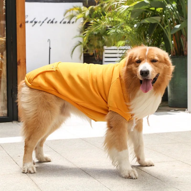 Sweats à capuche pour grands chiens, sweat-shirt Smile Golden Retriever avec chapeau et poche zippée, vêtements pour animaux de compagnie, printemps et automne