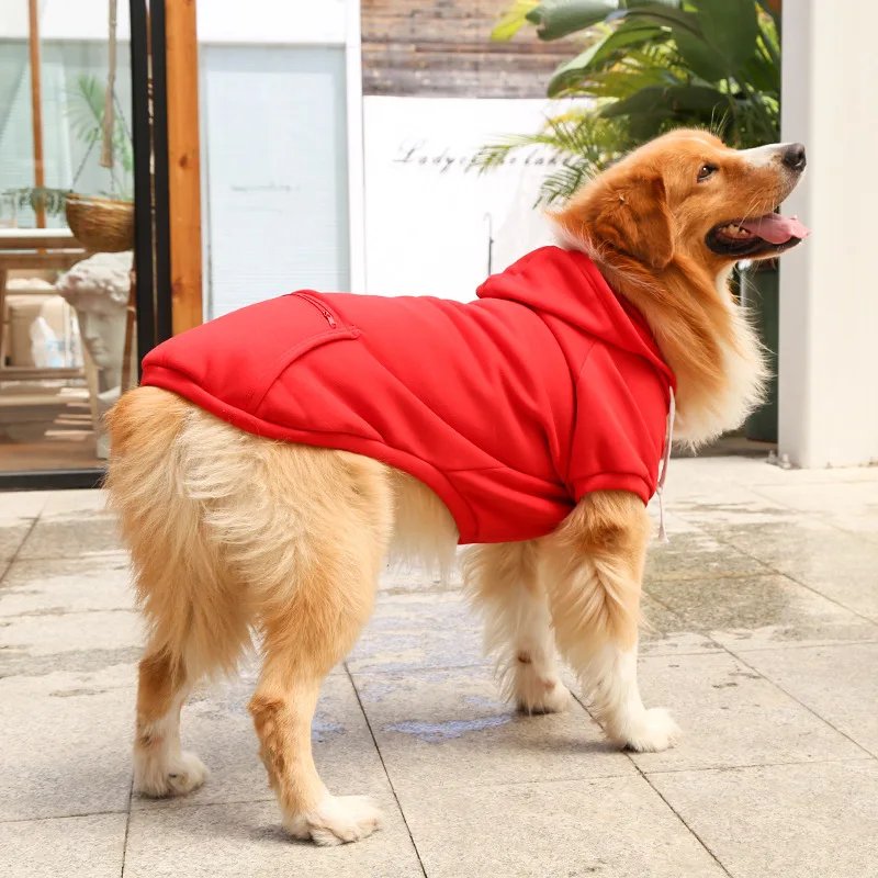 Sweats à capuche pour grands chiens, sweat-shirt Smile Golden Retriever avec chapeau et poche zippée, vêtements pour animaux de compagnie, printemps et automne