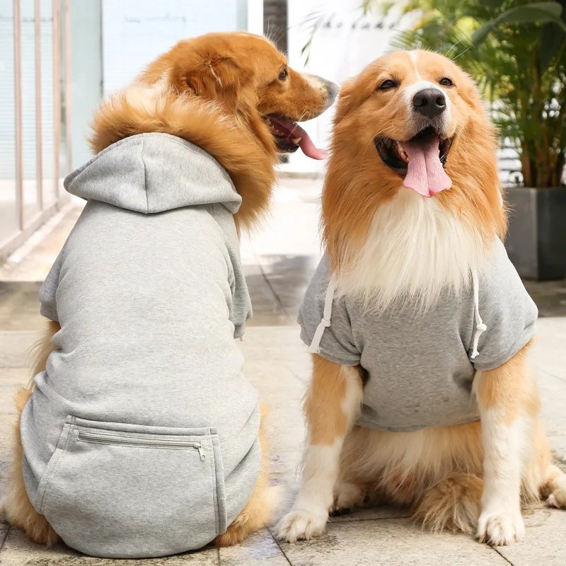 Sweats à capuche pour grands chiens, sweat-shirt Smile Golden Retriever avec chapeau et poche zippée, vêtements pour animaux de compagnie, printemps et automne