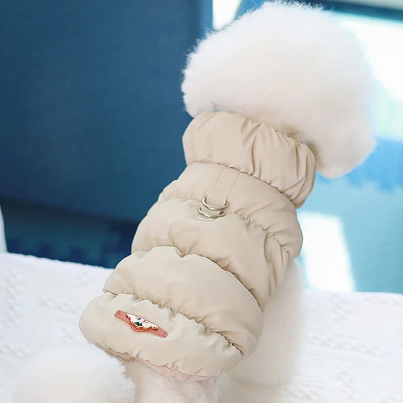 Vêtements rembourrés pour chiots et chats avec anneaux en D, veste chaude pour petits chiens, manteau pour chihuahua, manteau pour bouledogue français, tenues perforées SARL, hiver