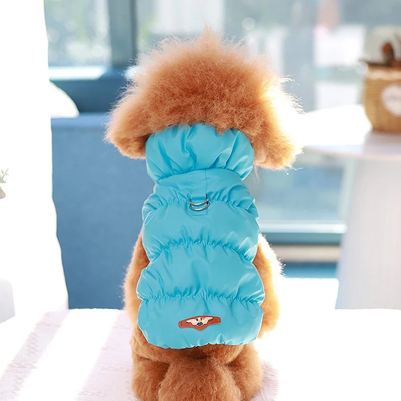 Vêtements rembourrés pour chiots et chats avec anneaux en D, veste chaude pour petits chiens, manteau pour chihuahua, manteau pour bouledogue français, tenues perforées SARL, hiver