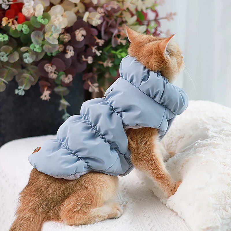 Vêtements rembourrés pour chiots et chats avec anneaux en D, veste chaude pour petits chiens, manteau pour chihuahua, manteau pour bouledogue français, tenues perforées SARL, hiver