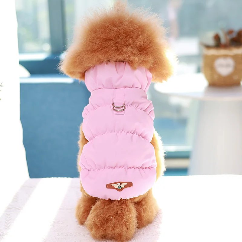 Vêtements rembourrés pour chiots et chats avec anneaux en D, veste chaude pour petits chiens, manteau pour chihuahua, manteau pour bouledogue français, tenues perforées SARL, hiver