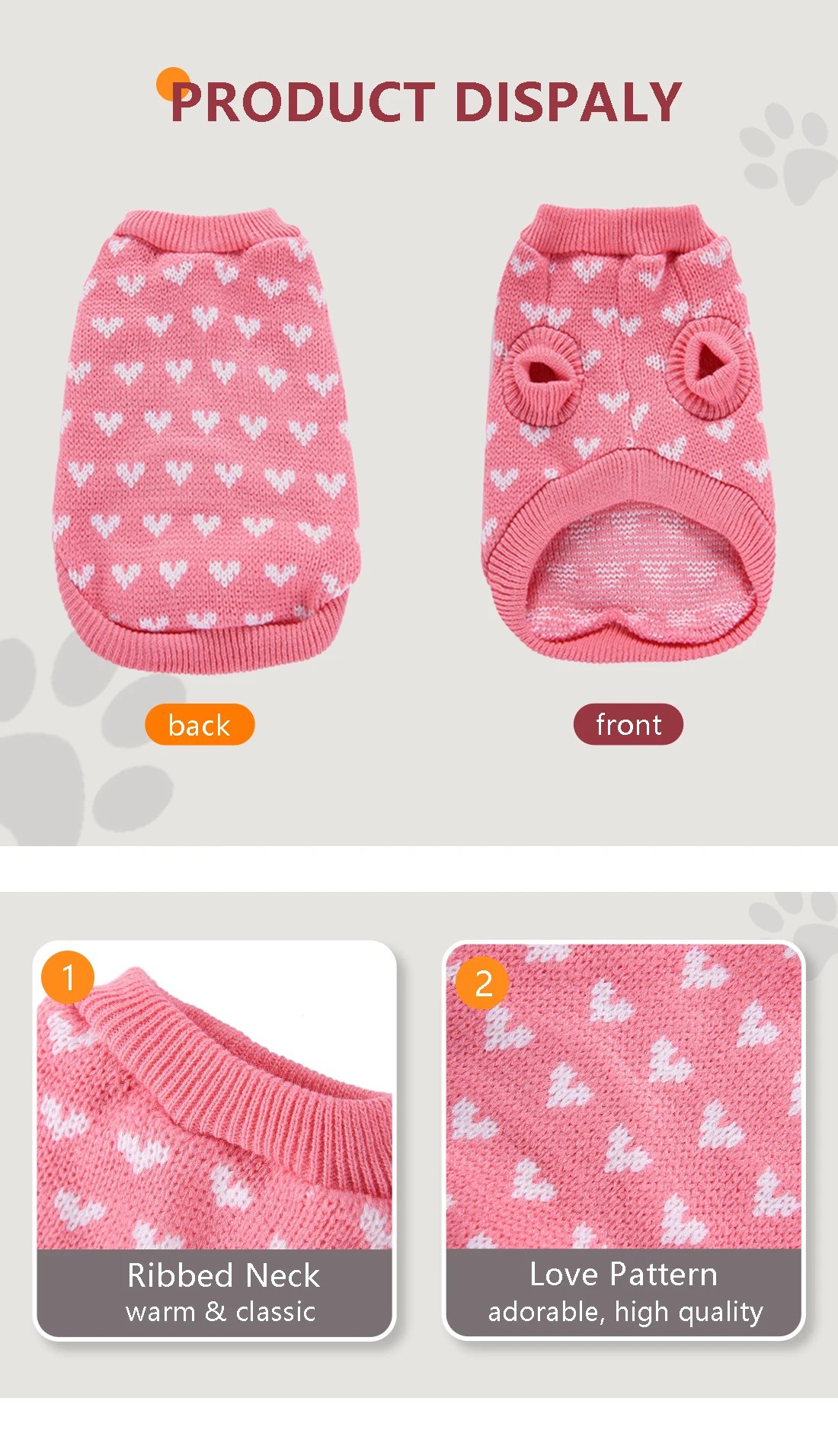 Pull d'hiver chaud pour animaux de compagnie avec motif de cœur pour petits et moyens chiens et chats, vêtements mignons et confortables pour animaux de compagnie par temps froid