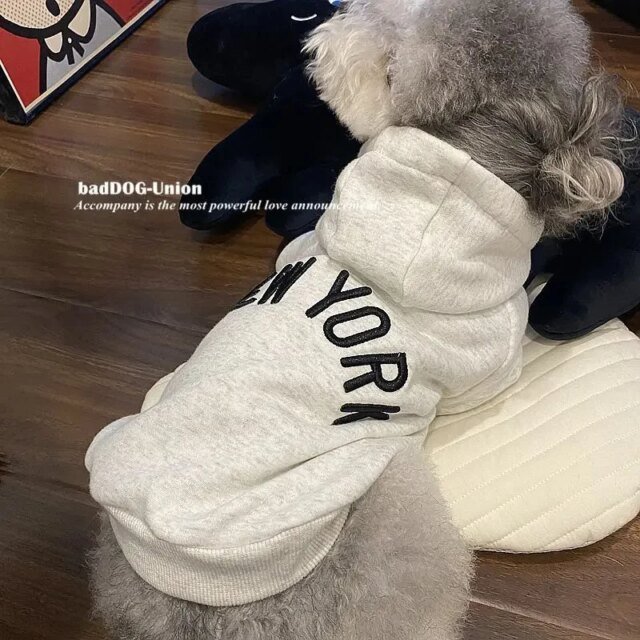 Sweat à capuche en coton imprimé lettre pour animaux de compagnie | vêtements pour chiens |  mode printemps et automne – Image 6