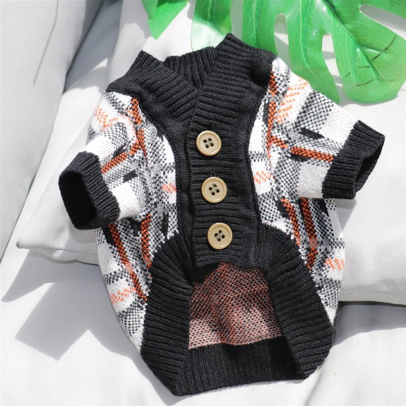 Cardigan à rayures hautes pour animaux de compagnie, vêtements pour chiens, pull chaud, manteau doux pour chihuahua, vêtements à la mode pour chaton, hiver