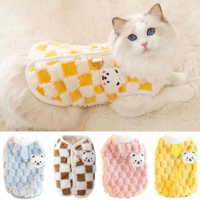 Vêtements d'hiver chauds pour chats | pull cardigan mignon pour animaux de compagnie