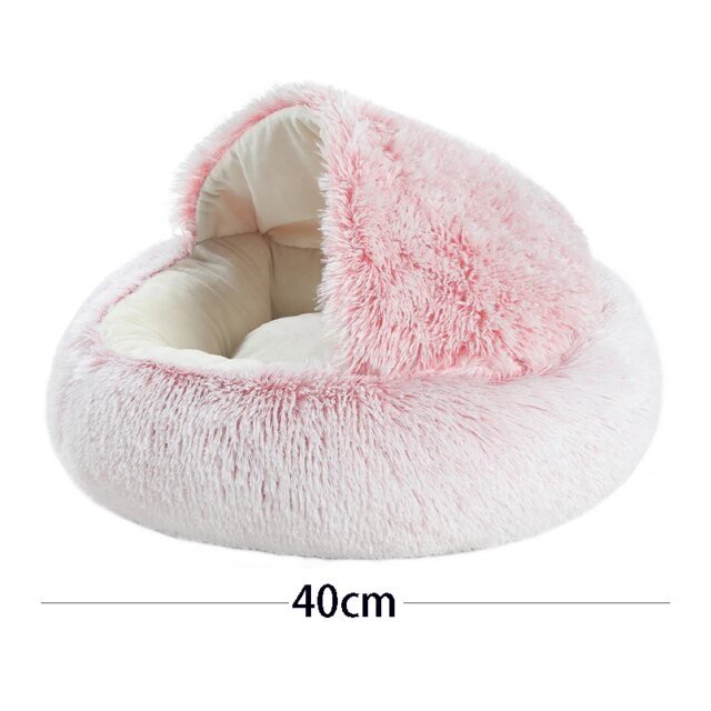 Matelas rond en peluche pour animaux de compagnie | lit chaud et doux avec housse | lit chaud pour chien et chat – Image 4