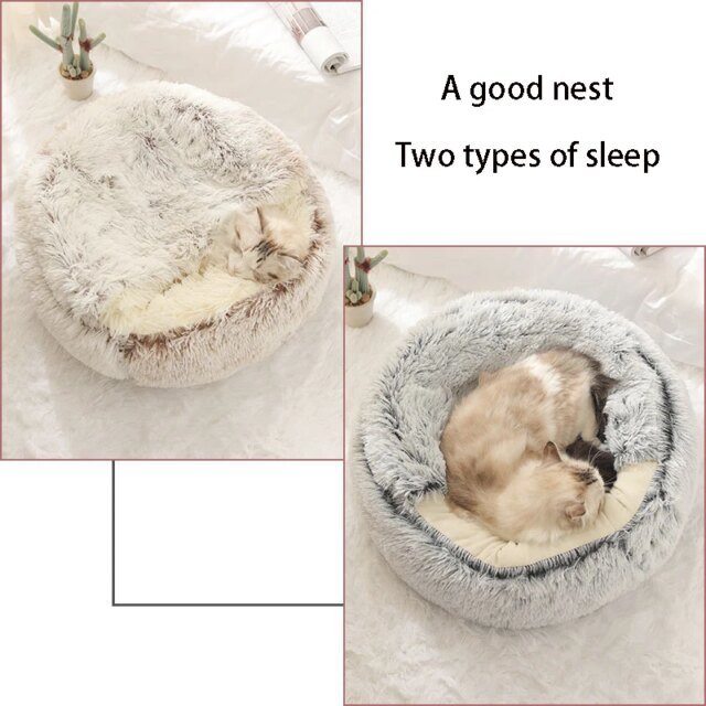 Matelas rond en peluche pour animaux de compagnie | lit chaud et doux avec housse | lit chaud pour chien et chat – Image 5