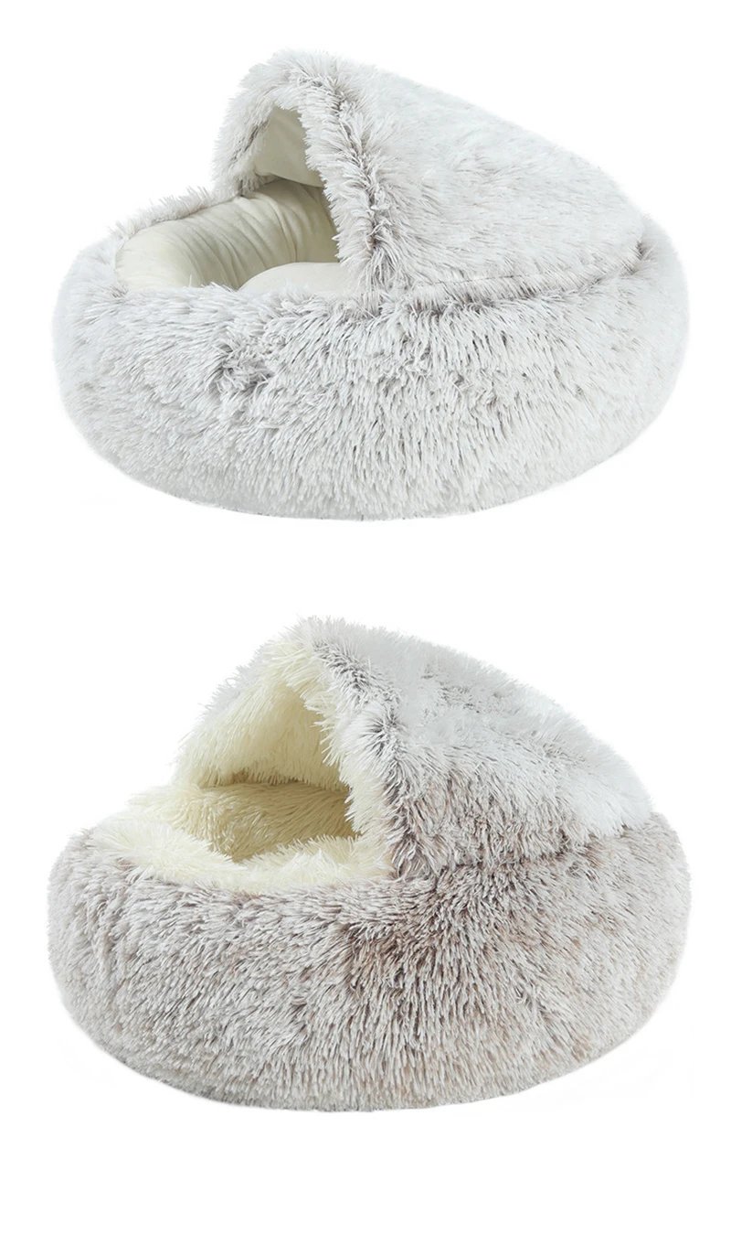 Matelas rond en peluche pour animaux de compagnie, lit chaud et doux avec housse, accent de couchage pour chat et chien, petit chien et chaton, diversification