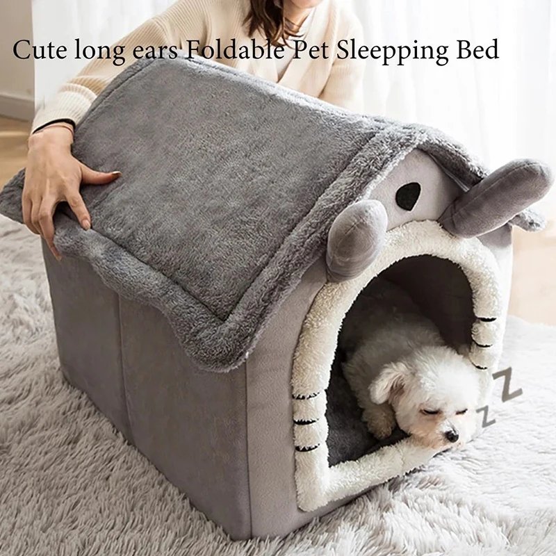 Maison d'intérieur chaude et douce pour animaux de compagnie, chenil pour chien, lit pour chat avec coussin parfait, adaptée aux petits, moyens et grands animaux de compagnie, tente
