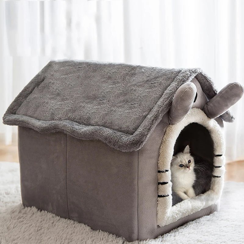 Maison d'intérieur chaude et douce pour animaux de compagnie, chenil pour chien, lit pour chat avec coussin parfait, adaptée aux petits, moyens et grands animaux de compagnie, tente