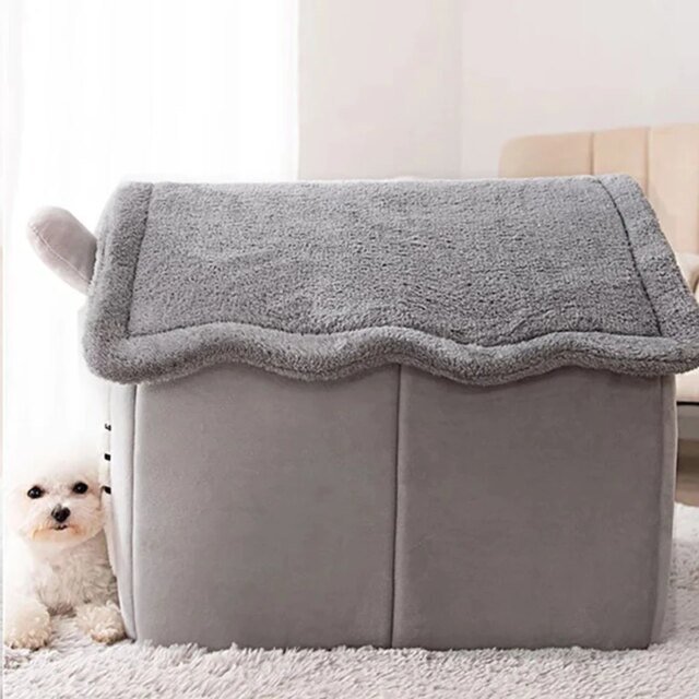 Maison d'intérieur chaude et douce pour animaux de compagnie｜chenil pour chien, lit pour chat avec coussin parfait – Image 4