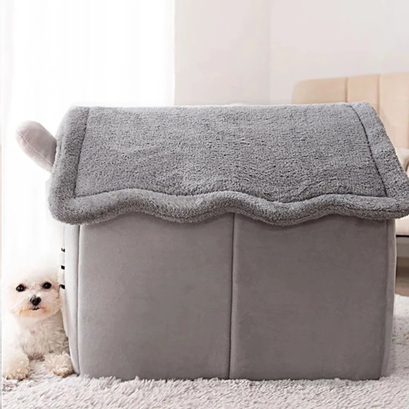 Maison d'intérieur chaude et douce pour animaux de compagnie, chenil pour chien, lit pour chat avec coussin parfait, adaptée aux petits, moyens et grands animaux de compagnie, tente