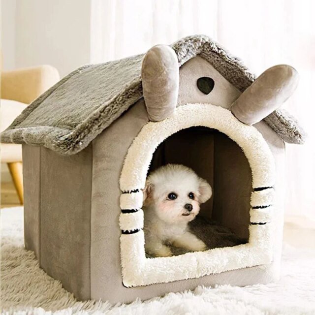 Maison d'intérieur chaude et douce pour animaux de compagnie｜chenil pour chien, lit pour chat avec coussin parfait