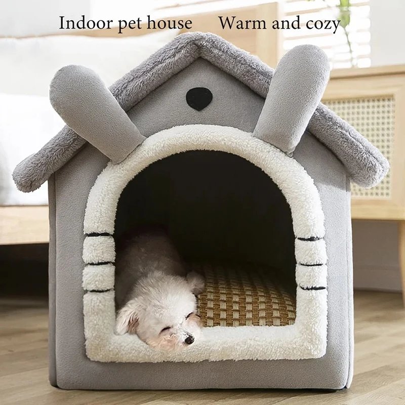 Maison d'intérieur chaude et douce pour animaux de compagnie, chenil pour chien, lit pour chat avec coussin parfait, adaptée aux petits, moyens et grands animaux de compagnie, tente