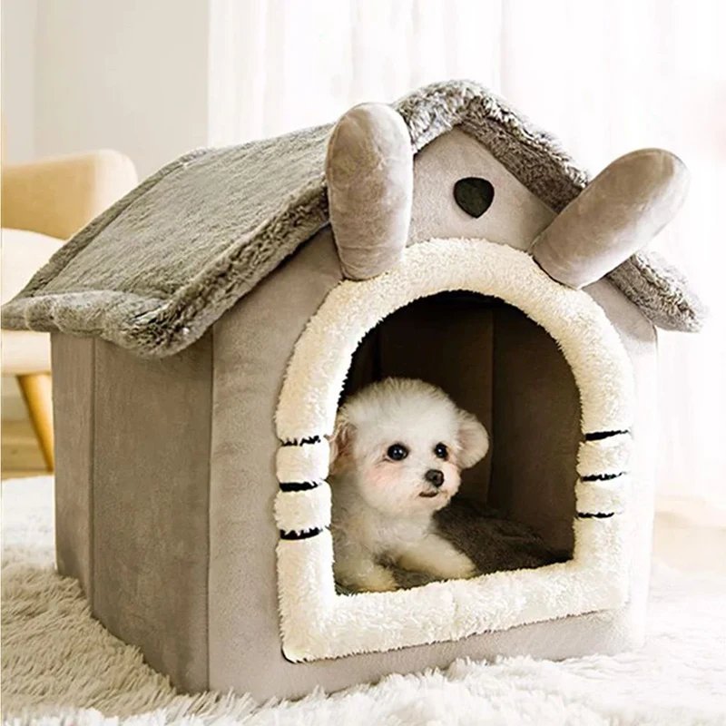Maison d'intérieur chaude et douce pour animaux de compagnie, chenil pour chien, lit pour chat avec coussin parfait, adaptée aux petits, moyens et grands animaux de compagnie, tente